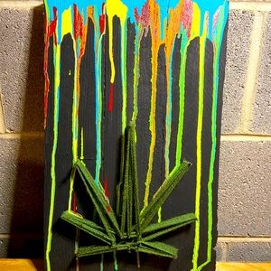 Handmade yarn and nail artwork